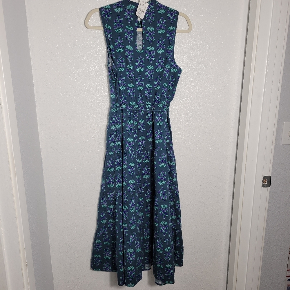 J Crew Factory Printed mockneck tiered midi dress CD299 NWT Size 6 - Picture 6 of 9